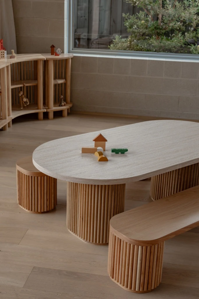 Travertine Fluted Oval Table