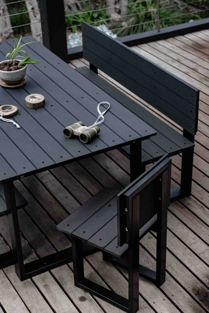 Outdoor Bench with Back, Charcoal