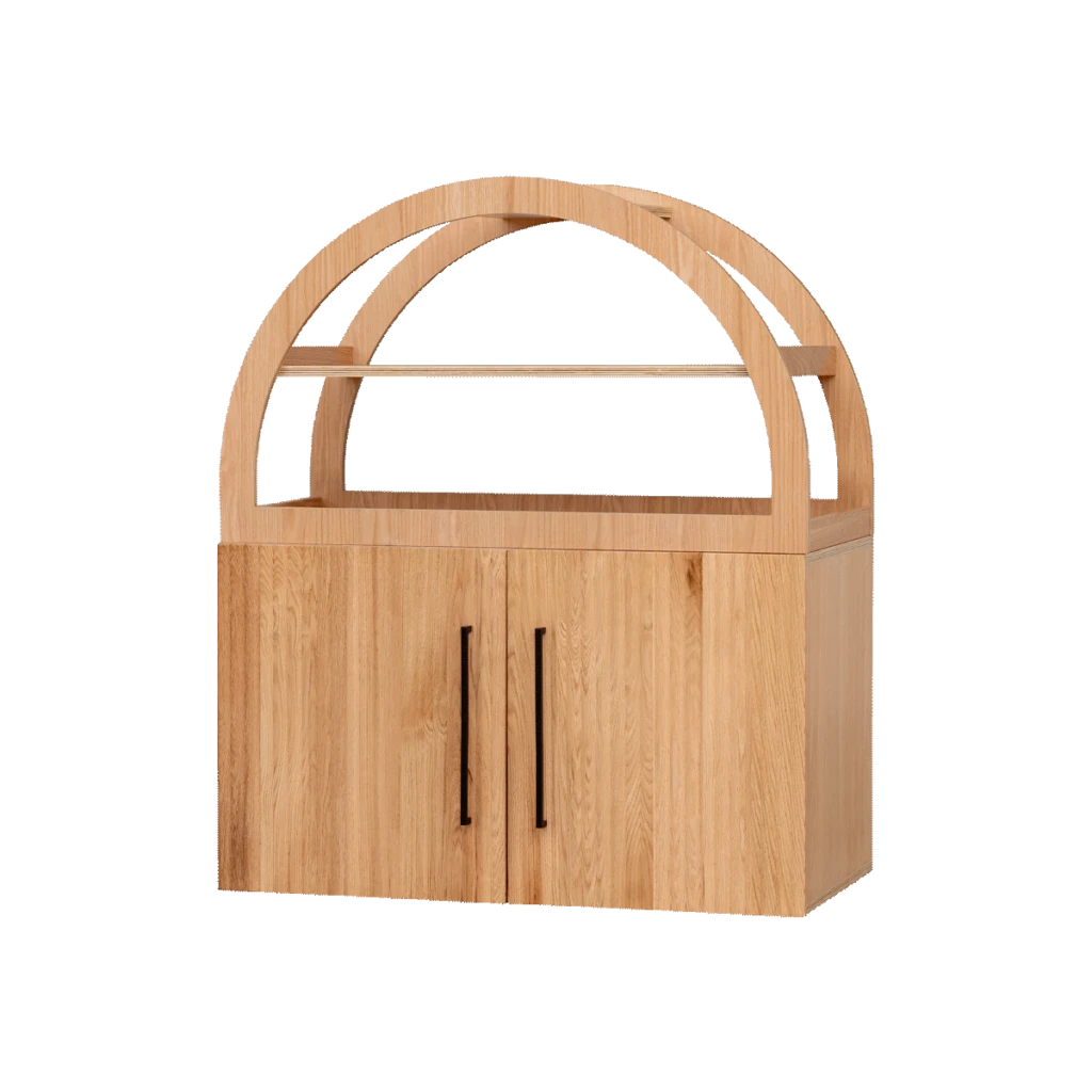 Mini Fluted Oak Arch Cabinet