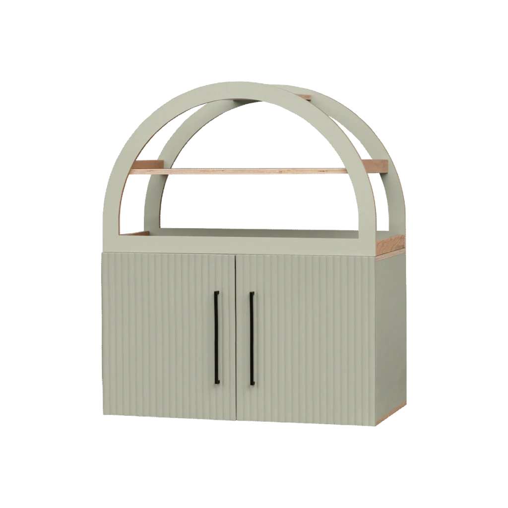 Mini Fluted Sage Arch Cabinet