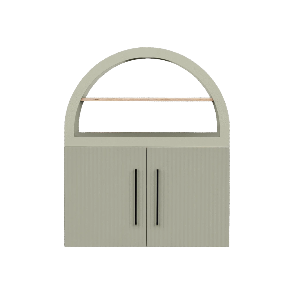 Mini Fluted Sage Arch Cabinet