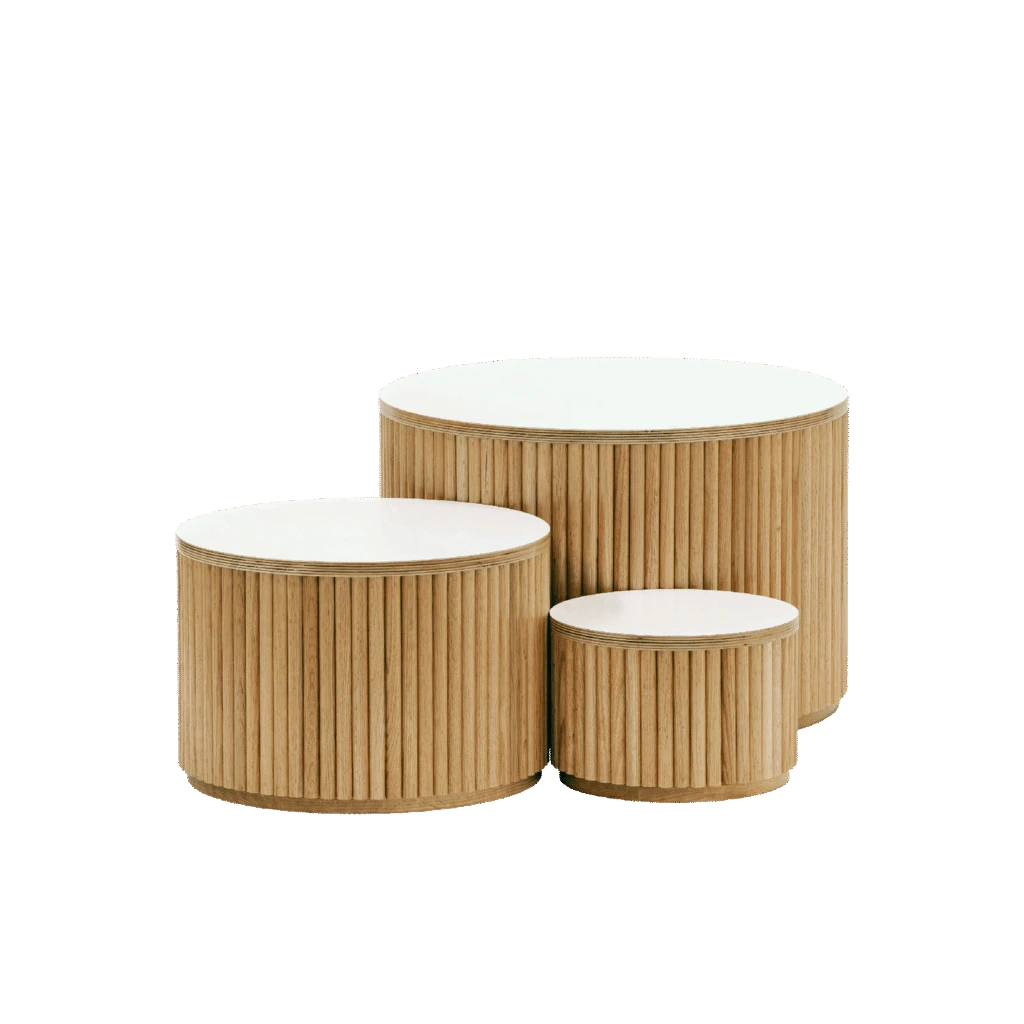 Nesting Fluted Tables White