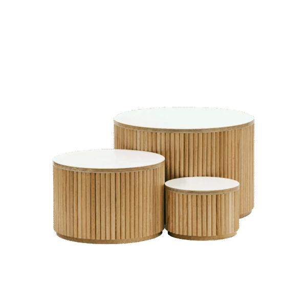 Nesting Fluted Tables White