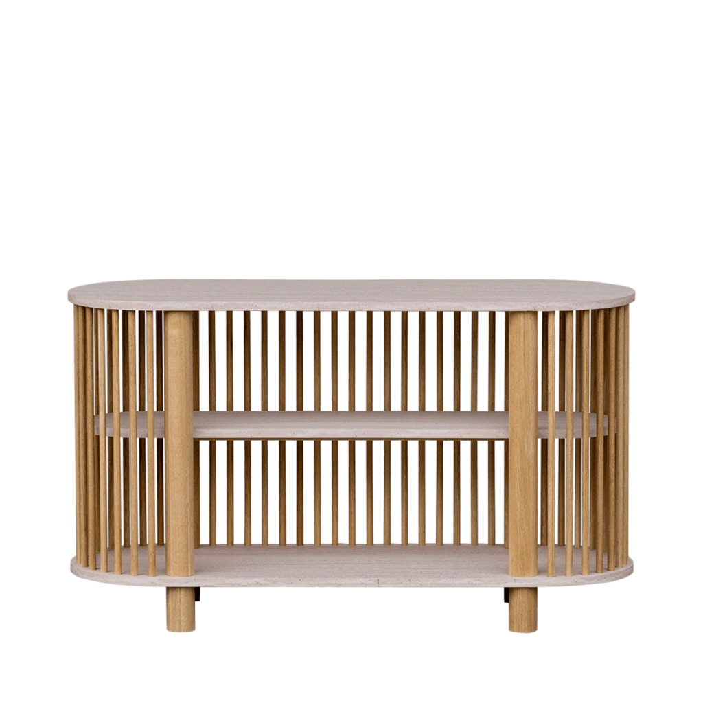 Travertine Two Tiered Fluted Shelf