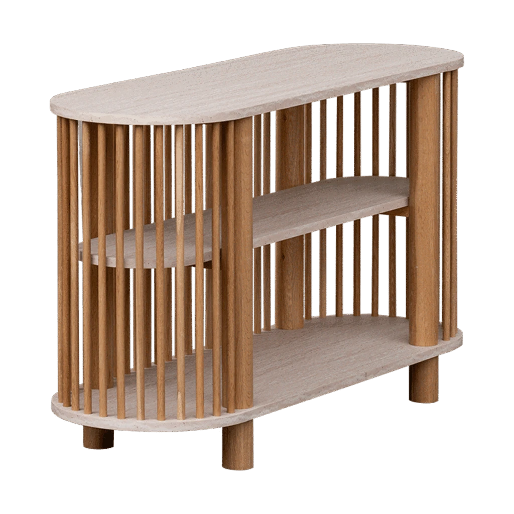 Travertine Two Tiered Fluted Shelf