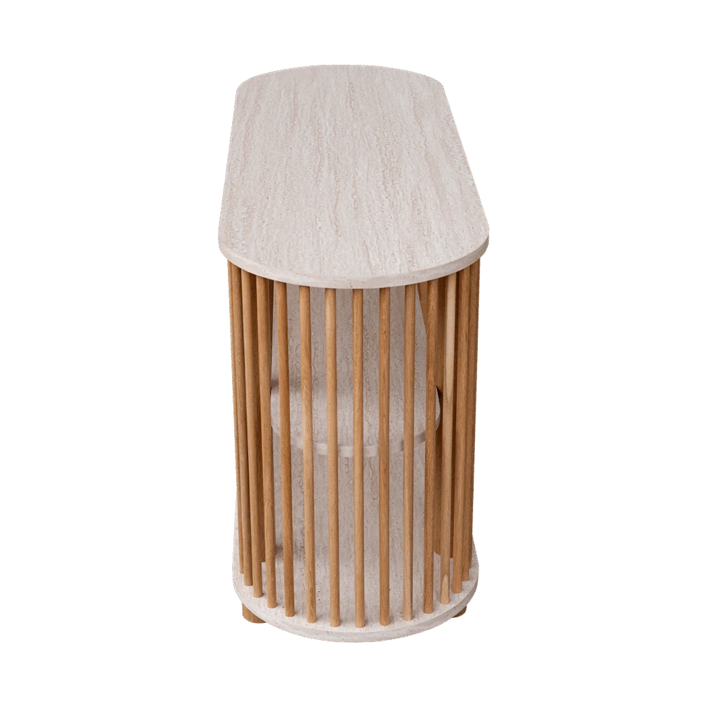 Travertine Two Tiered Fluted Shelf