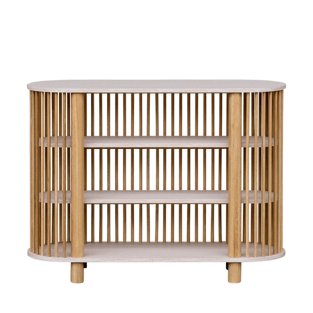 Travertine Three Tiered Fluted Shelf