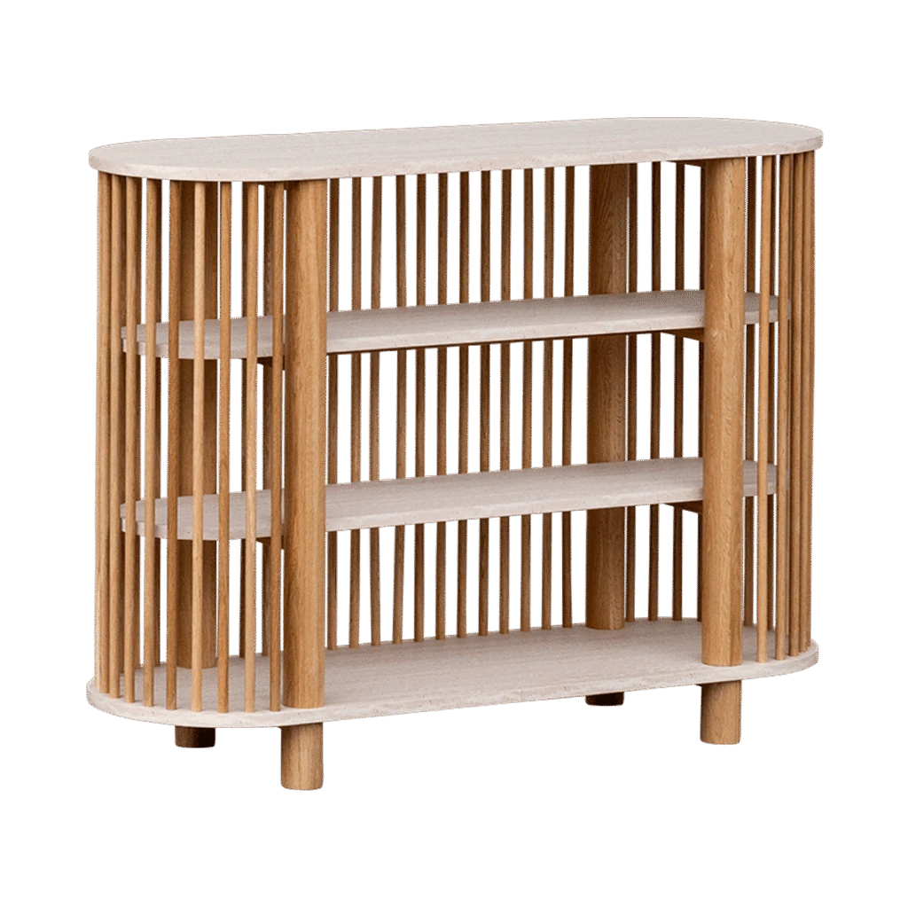 Travertine Three Tiered Fluted Shelf