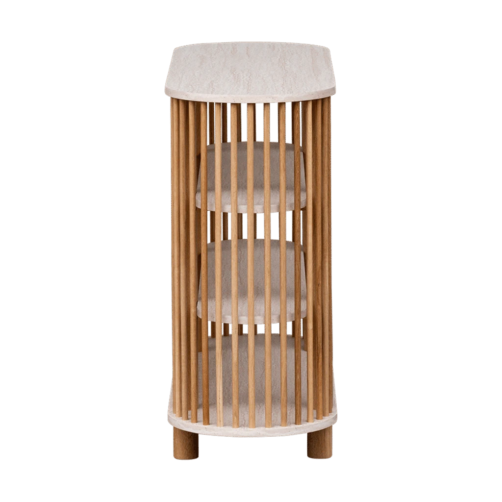Travertine Three Tiered Fluted Shelf