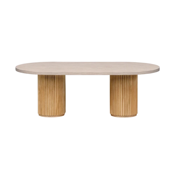 Travertine Fluted Oval Table