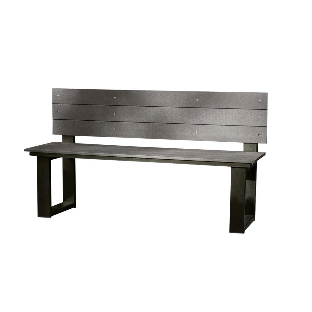 Outdoor Bench with Back, Charcoal