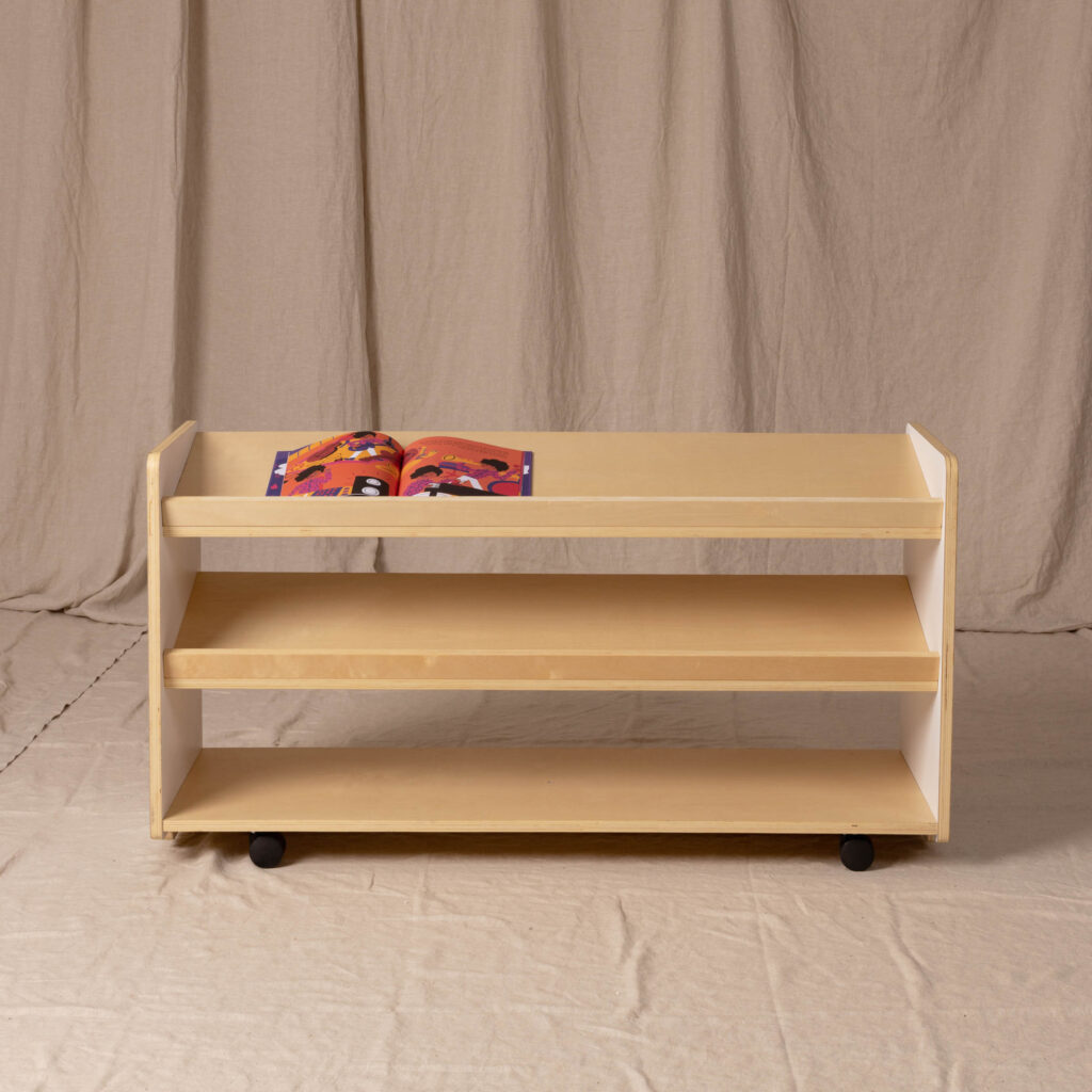 Puzzle Book Shelf Low, White and Natural