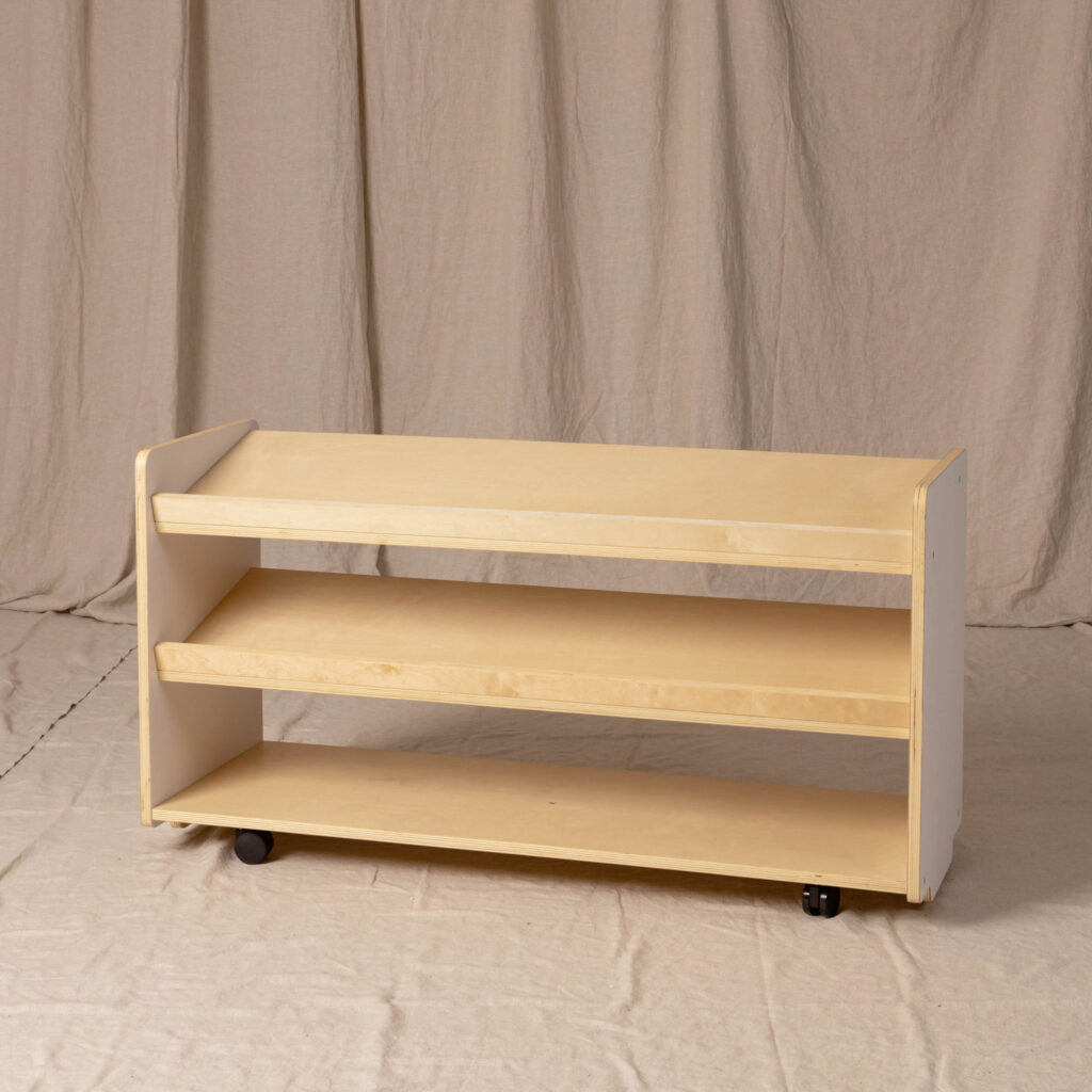 Puzzle Book Shelf Low, White and Natural
