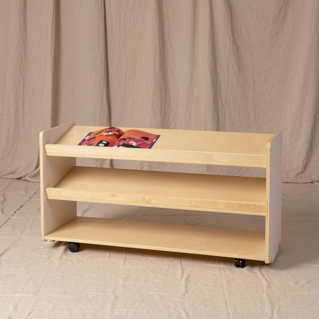 Puzzle Book Shelf Low, White and Natural