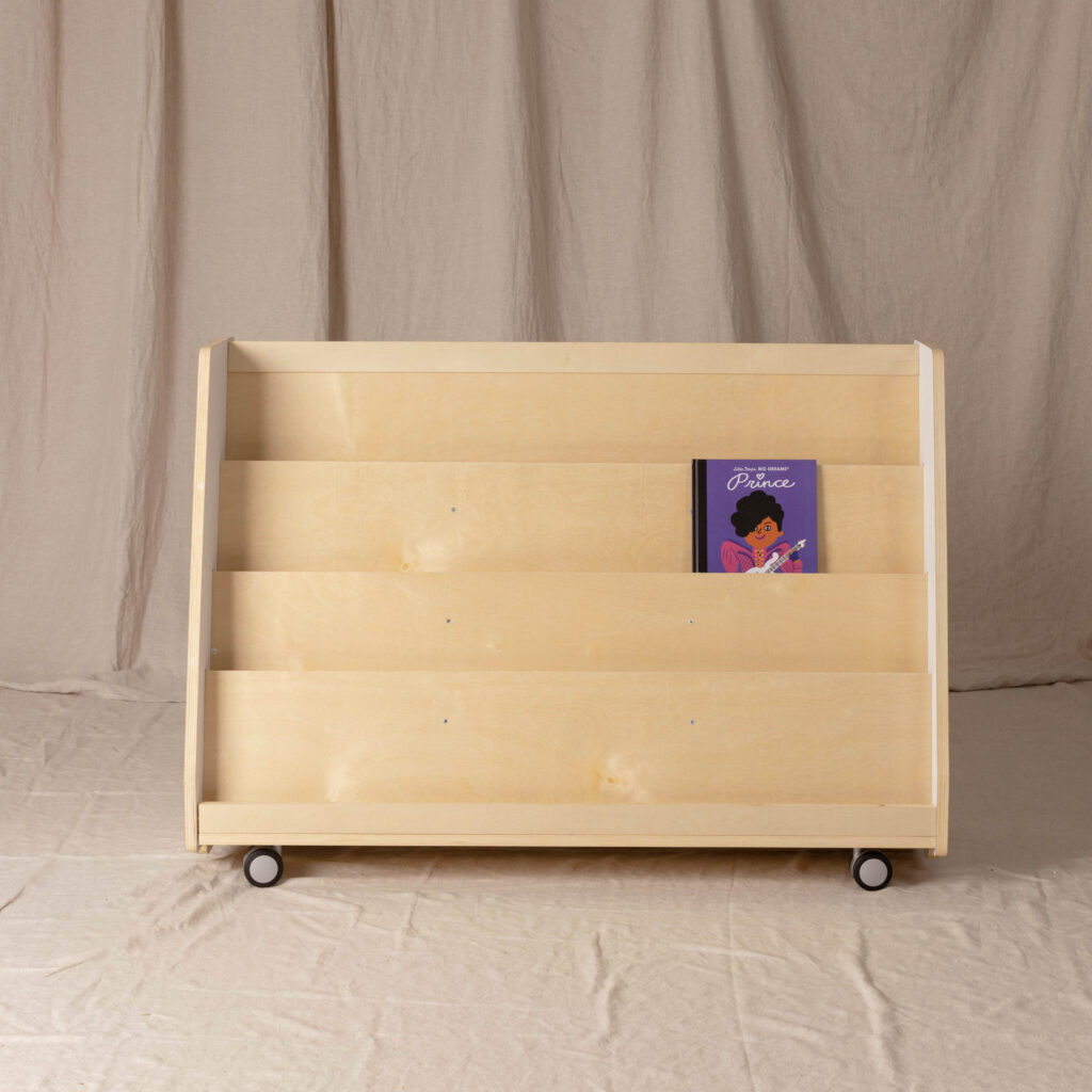 Book Display Shelf, White and Natural