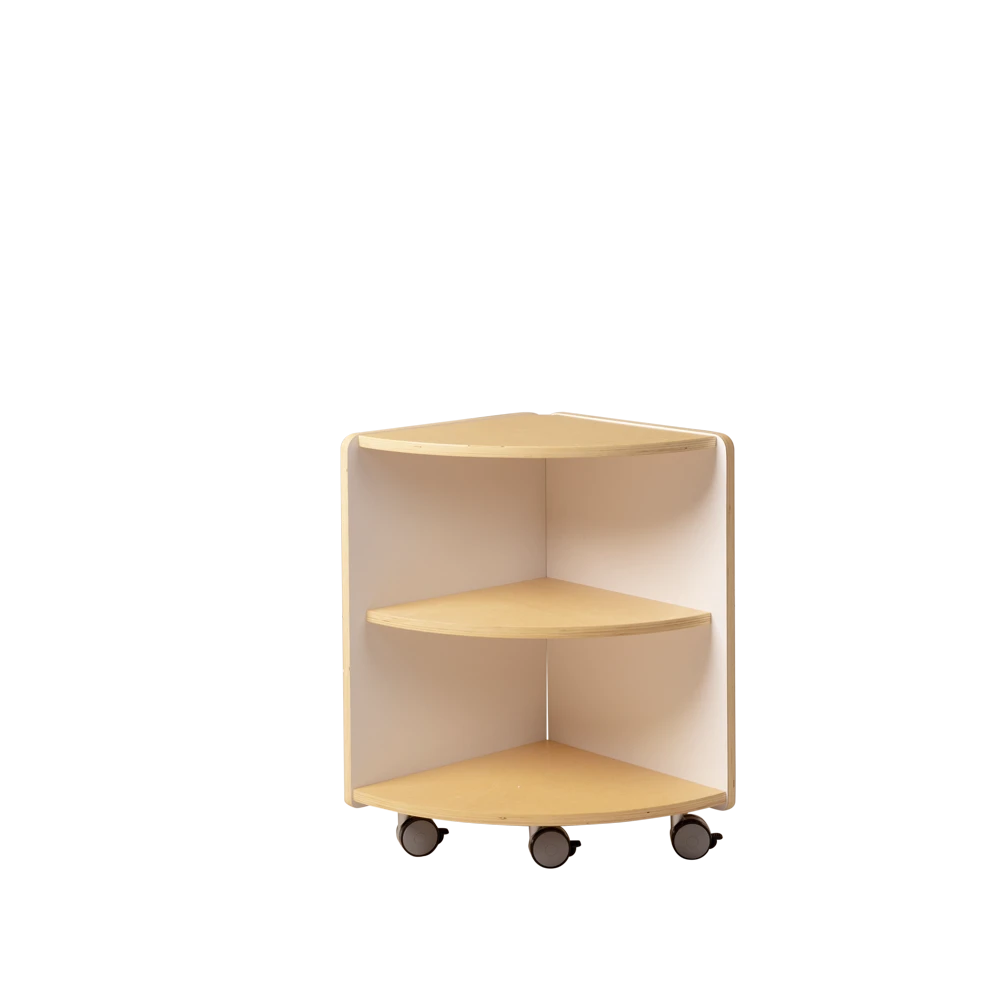Corner Shelf White and Natural, Low