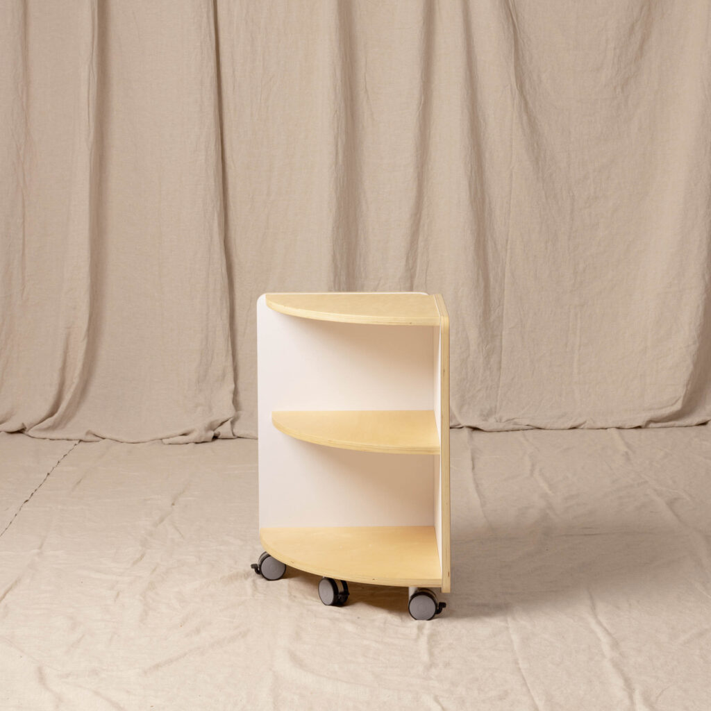 Corner Shelf White and Natural, Low