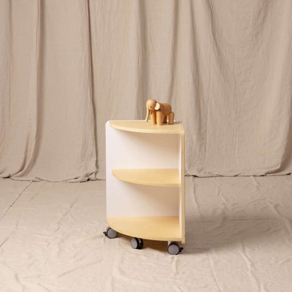 Corner Shelf White and Natural, Low