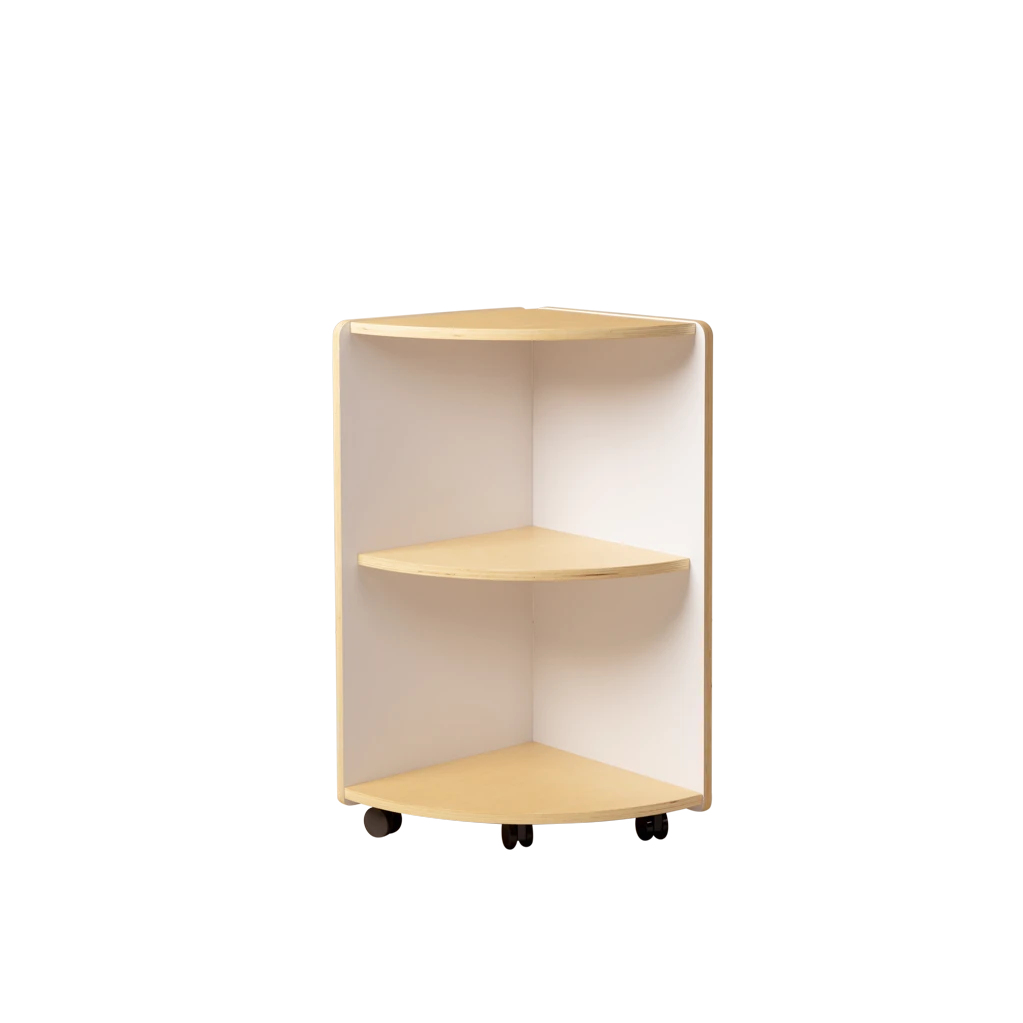Corner Shelf White and Natural, Tall