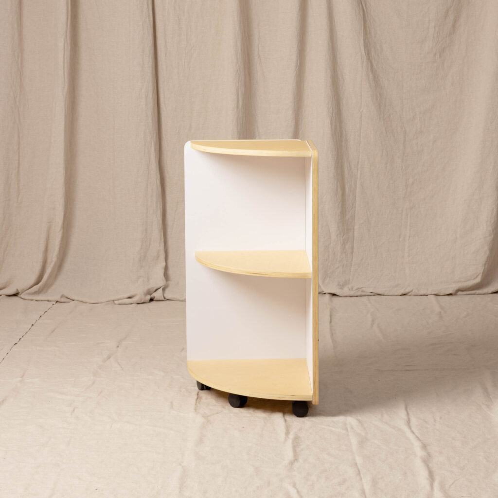 Corner Shelf White and Natural, Tall