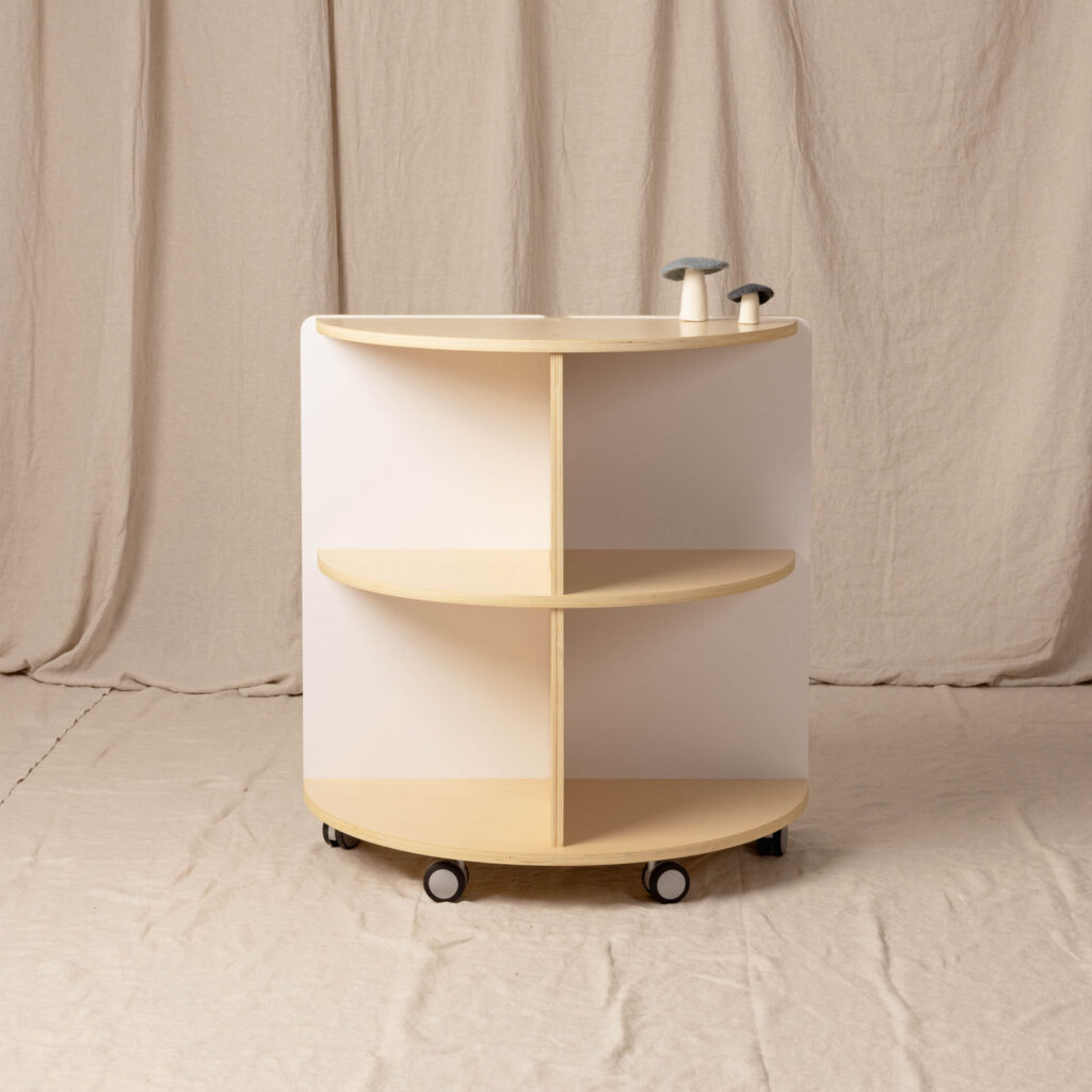 Corner Shelf Semi White and Natural, Tall