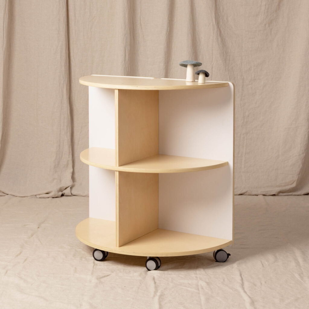 Corner Shelf Semi White and Natural, Tall